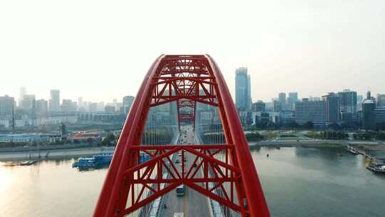 武汉晴川桥城市航拍素材