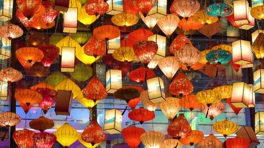 新年春节元宵节中国传统灯会灯笼花灯背景