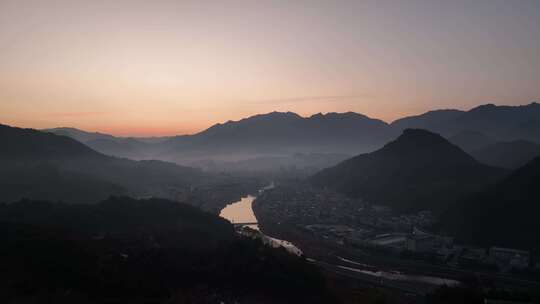 日出 朝霞 晨雾 早晨 庆元 县城 山川