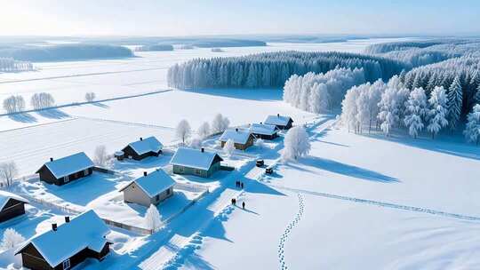冬至冬季立冬入冬雪景4K