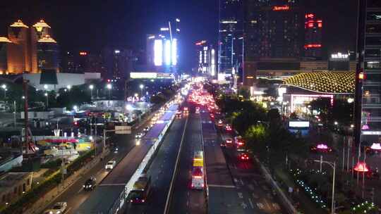 广州天河区交通夜景车流天河路视频素材模板下载