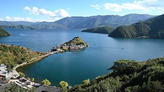 泸沽湖里格半岛视频素材模板下载