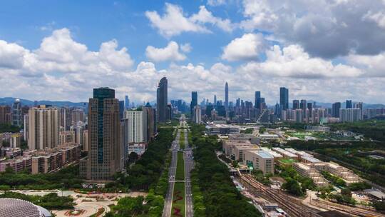 深圳深南大道延时摄影高空城市景观延时航拍