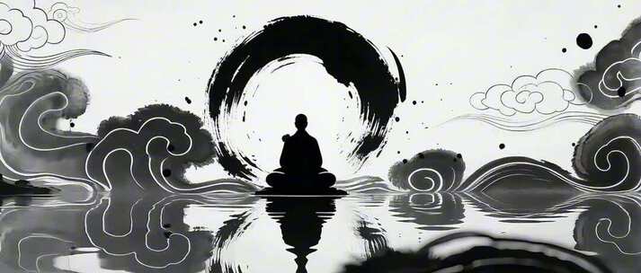 8K中国风武术剪影水墨风功夫意境武术大屏