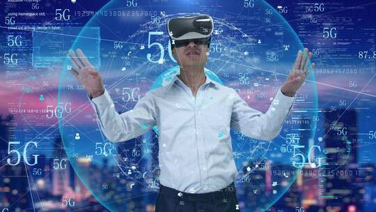 5g网络体验vr虚拟现实可穿戴设备视频素材模板下载