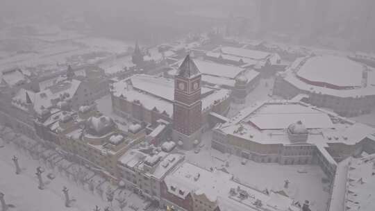 中国黑龙江哈尔滨世界欢乐城雪景航拍