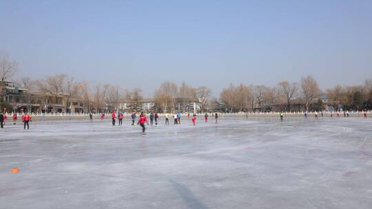 室外冰场延时北京什刹海视频素材模板下载
