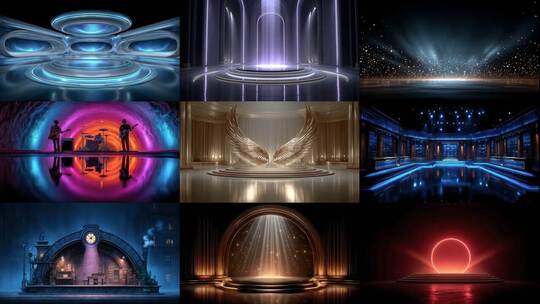 绚丽舞台背景光影变幻场景素材高清在线视频素材下载