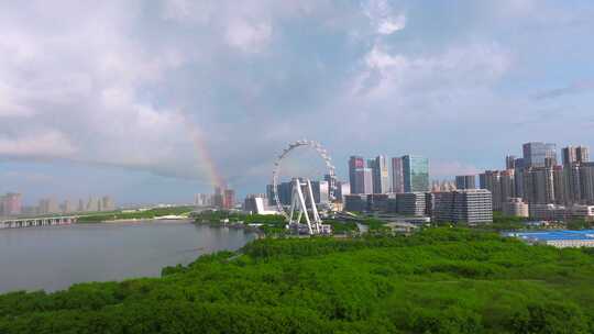 深圳宝安湾区之光摩天轮彩虹