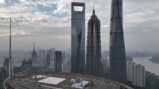 上海清晨航拍空镜视频素材模板下载