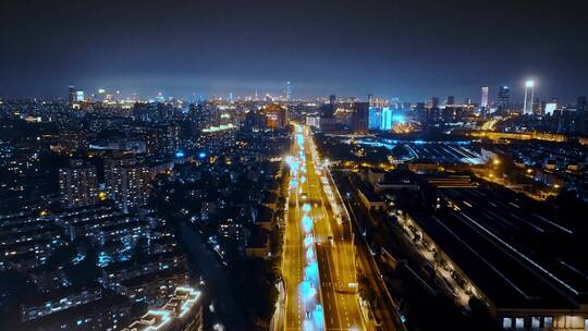 沪闵高架夜景延时航拍