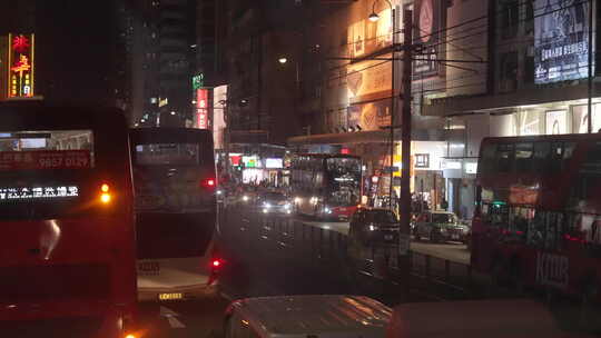 香港屯门街景夜景视频素材模板下载