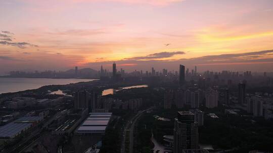 深圳湾总部夕阳大景左横移