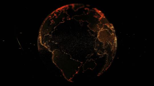 地球表面在橙色灯光中的数字投影