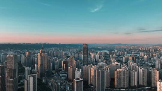 4K大气城市航拍日出日落夜景