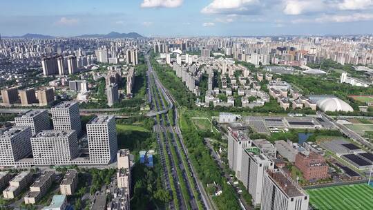 中国杭州留石高架路繁忙城市航拍