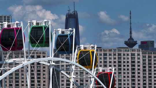 4K高清航拍沈阳彩电塔城市发展摩天大楼