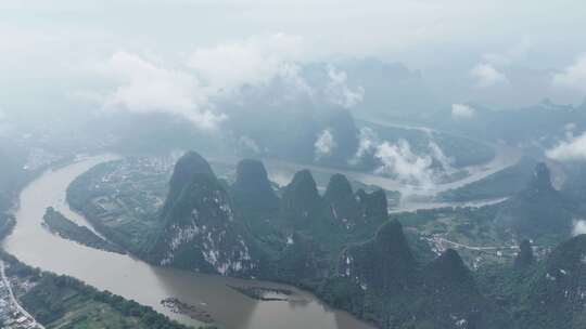 广西桂林阳朔风光中国山河航拍生态环境自然