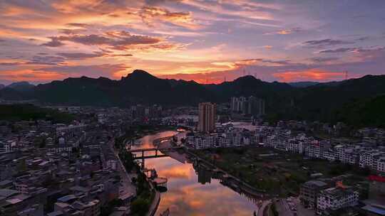 城市夕阳 夕阳西下 城市黄昏 晚霞夕阳