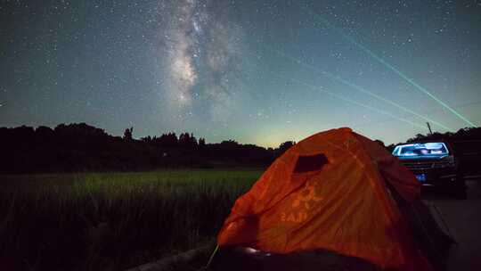 星空稻田 带帐篷 延时 4K