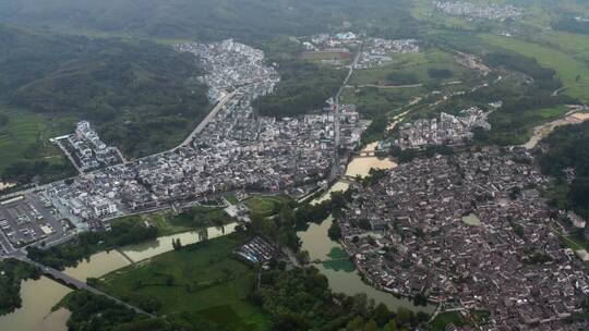 安徽省黄山市黟县宏村景区航拍风光