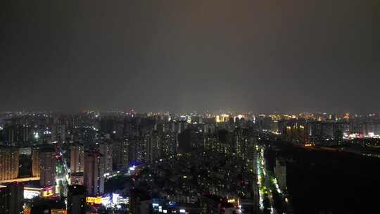 航拍郑州郑东新区夜景