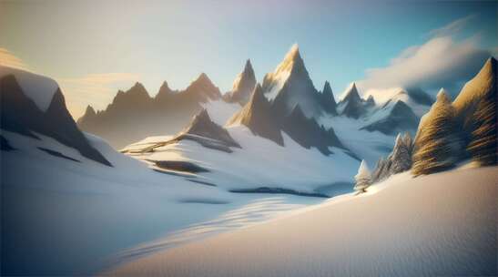 AIGC素材 雪山山峰自然风景