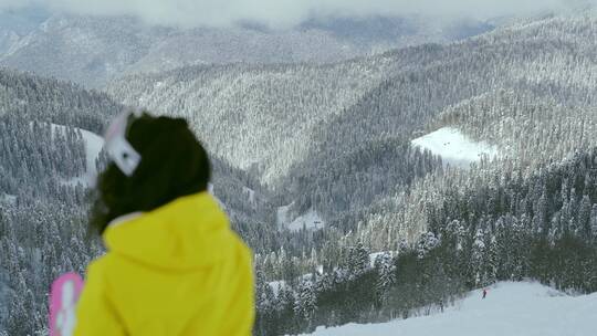 冬天 滑雪运动 自由式滑雪 滑视频素材模板下载