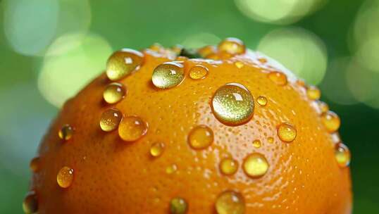 带水珠橙子微距特写