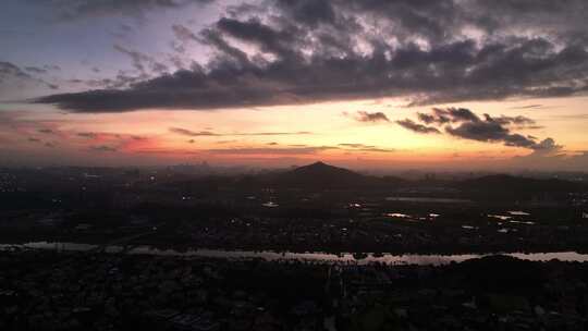 广东广州番禺城市风光 夏季美丽的晚霞