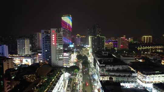 广西南宁城市夜景灯光航拍