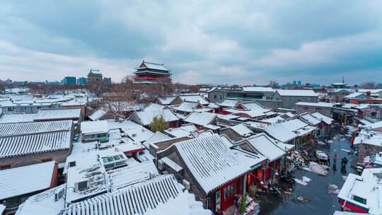 北京雪景钟鼓楼