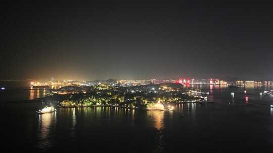 福建厦门鼓浪屿夜景航拍