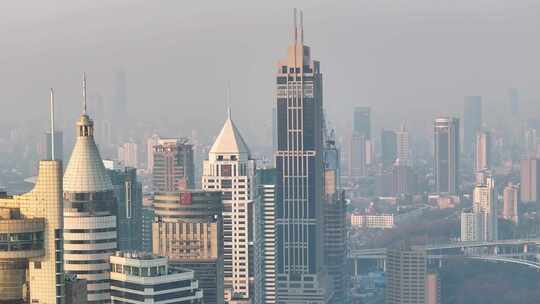 上海延安高架 城市风光航拍 新天地