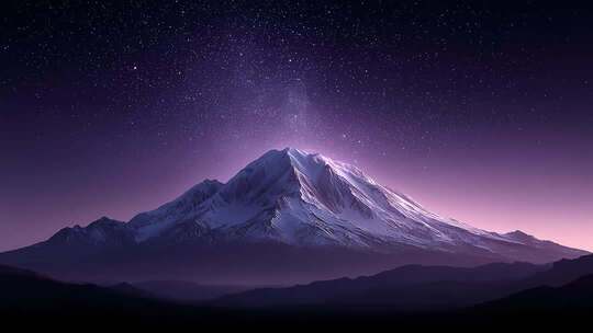 星空下的雪山壮丽景色令人心旷神怡