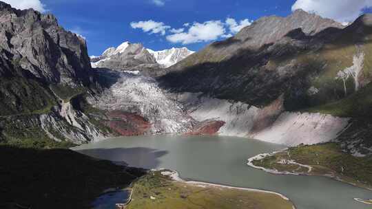 西藏那曲地区布加雪山冰川冰湖高空航拍