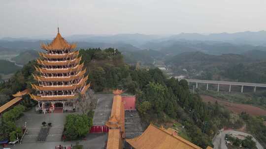 航拍四川遂宁灵泉寺风景区