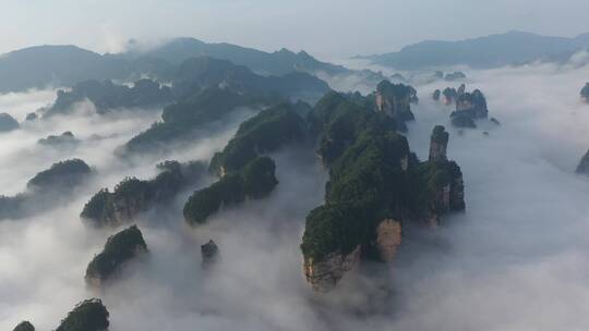 袁家界山间云雾航拍延时4k