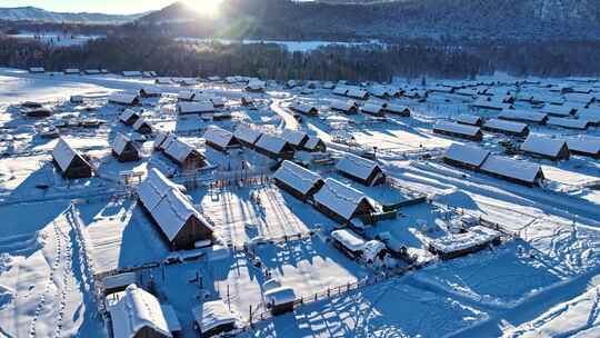 4K航拍禾木村雪景