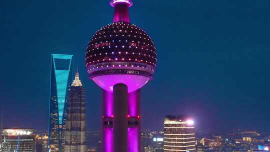 上海陆家嘴东方明珠近景夜景