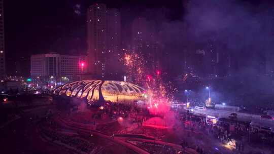 新年夜景烟花氛围