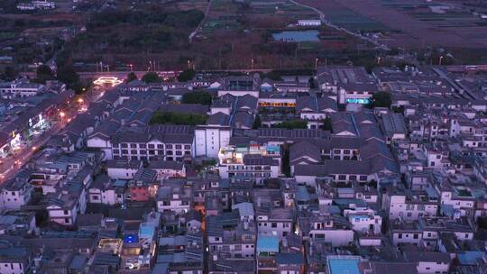 大理旅游大理古城夜景航拍