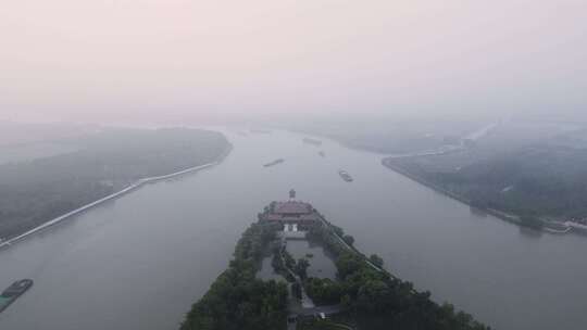 航拍中国上海黄浦江全景