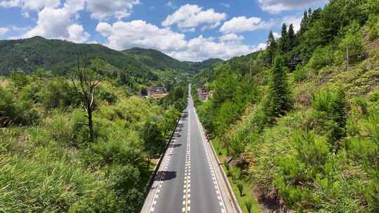 四好农村乡笔直公路航拍道唯美空镜山间片头