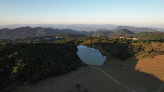 航拍自然福州云顶天池景区山川风光日落