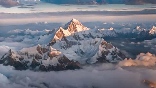 航拍珠穆朗玛峰雪山风景视频