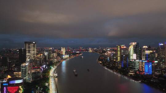 上海黄浦江夜景航拍