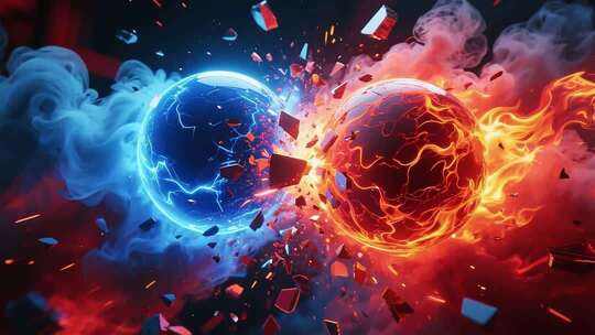 红蓝能量球碰撞特效素材