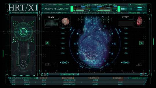 心脏扫描三维科技屏幕操作系统HUD界面视频素材模板下载
