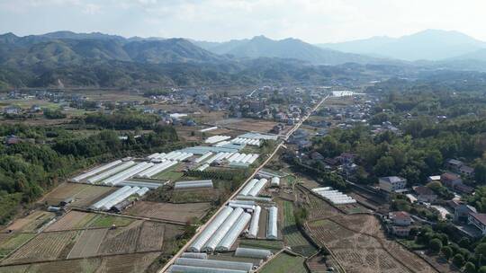 城市风光盖楼建筑风景山川农田种植